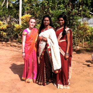 My mum in the middle in a Saree.